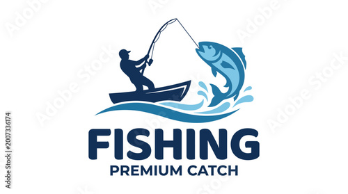 Quadro su tela A fisherman is seen joyfully catching a large fish while on a boat, surrounded by refreshing waves, emphasizing the thrill and excitement of fishing adventures in nature