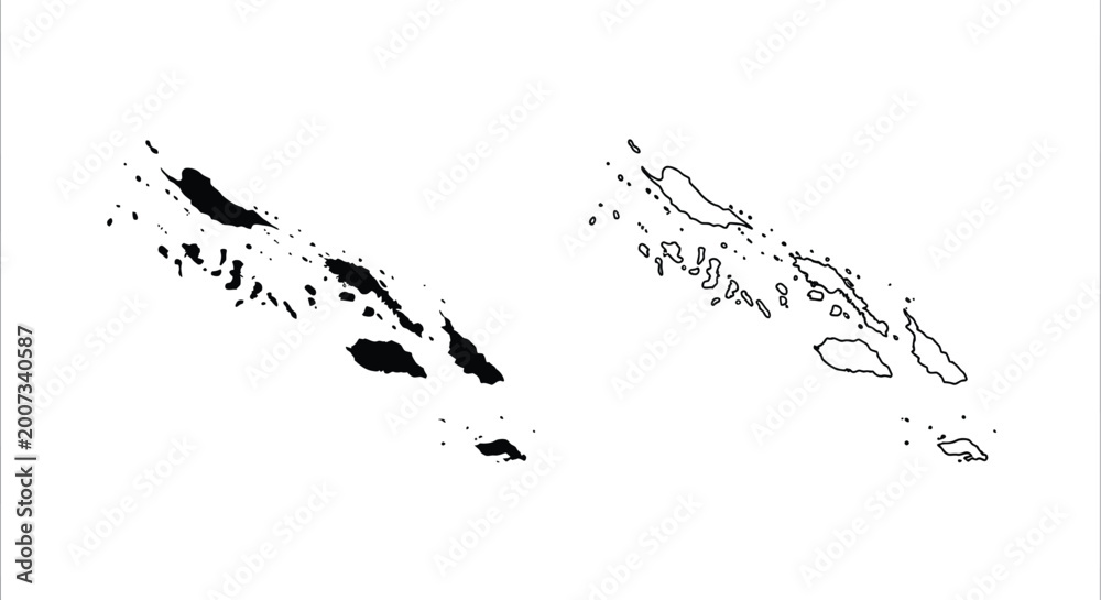 Obraz premium A stark black and white depiction showcases the geographical outline of the fiji islands archipelago high quality professional