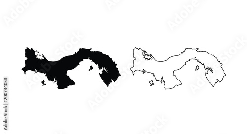 Cuadro en lienzo A striking black and white representation of panama s geographical shape contras