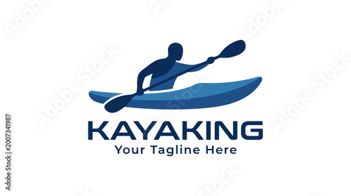 Photography A silhouette of a kayaker paddling energetically in striking blue waters, which embodies the thrill and adventure associated with water sports and outdoor activities