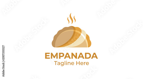 Photos This logo presents a delicious empanada, showcasing its appetizing shape and steam, inviting customers to enjoy authentic culinary delights from different cultures
