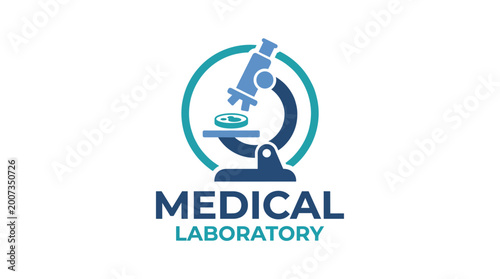Cuadro en lienzo This logo features a microscope and petri dish, illustrating a modern medical laboratory focused on research and innovation within the healthcare industry and scientific discovery