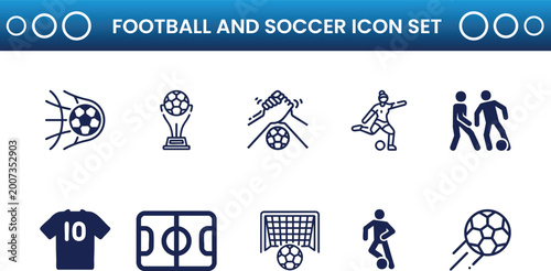 Tableau sur toile football and soccer solid icon set