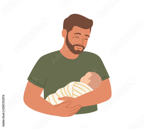 Farther Holding Newborn Baby
