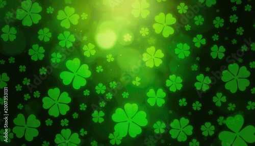 A festive backdrop of glowing green four-leaf clovers for any lucky celebration, seasonal event, or heartfelt greeting