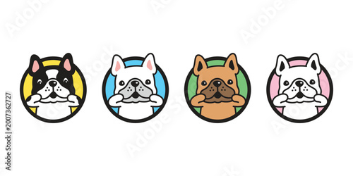 Fotografía french bulldog dog vector cartoon character round border icon puppy pet doodle a