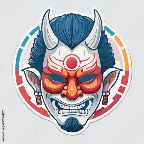 Japanese Oni Mask Sticker Design Free Download Japanese Oni Mask Sticker Design - GFXLoad