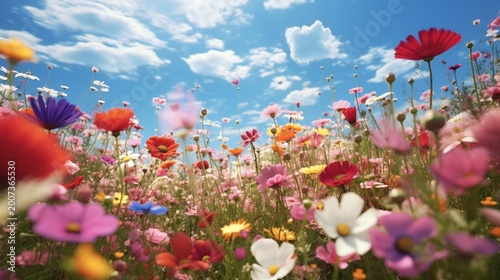 A vibrant field of wildflowers in full bloom, a colorful celebration of nature.
