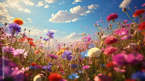 A vibrant field of wildflowers in full bloom, a colorful celebration of nature.
