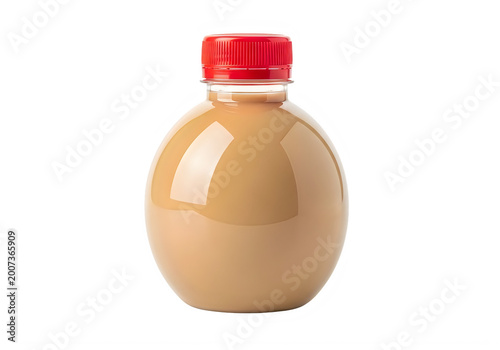 Brown liquid in a plastic bottle with red cap  isolated on transparent background transparent background