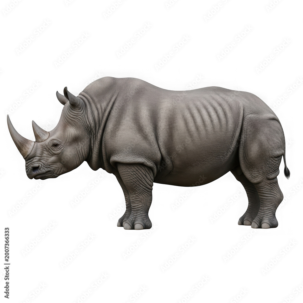 Obraz premium A large gray rhinoceros standing still
