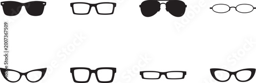 Fotografija Set of isolated glasses icons featuring various eyewear shapes for fashion, visi