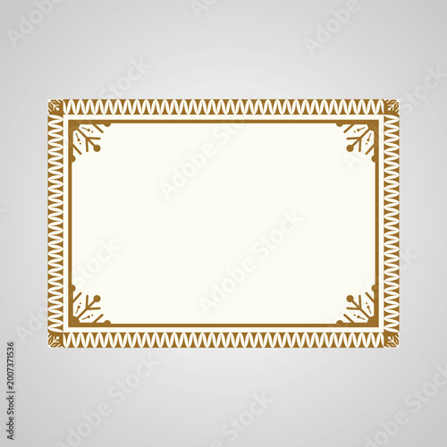Ornate golden rectangle frame with decorative corners on light background, rectangle