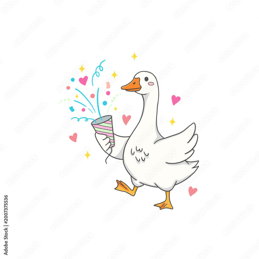 Obraz premium Birthday Theme Silly Goose clip art Illustration