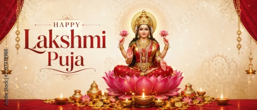 Happy Lakshmi Puja social media post banner hindu festival