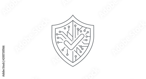 Free Download Digital security shield icon with checkmark isolated on white background - GFXLoad