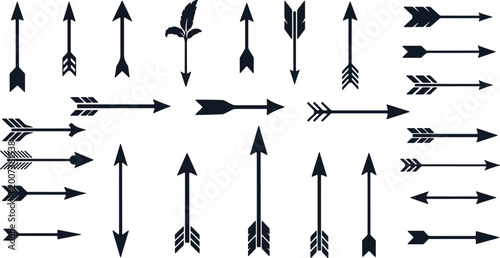 Photos Various ancient and modern arrowheads, hunting arrow icons for design and illustration