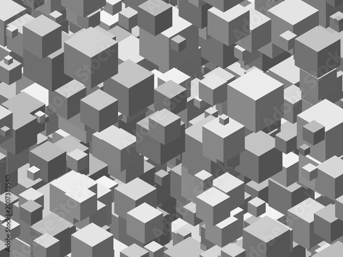abstract cubes art silver on white
