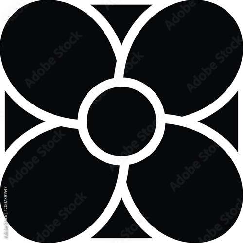 Black flower silhouette with simple petals