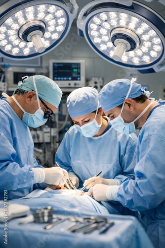 Obraz na płótnie Surgeon performing operation in operating room