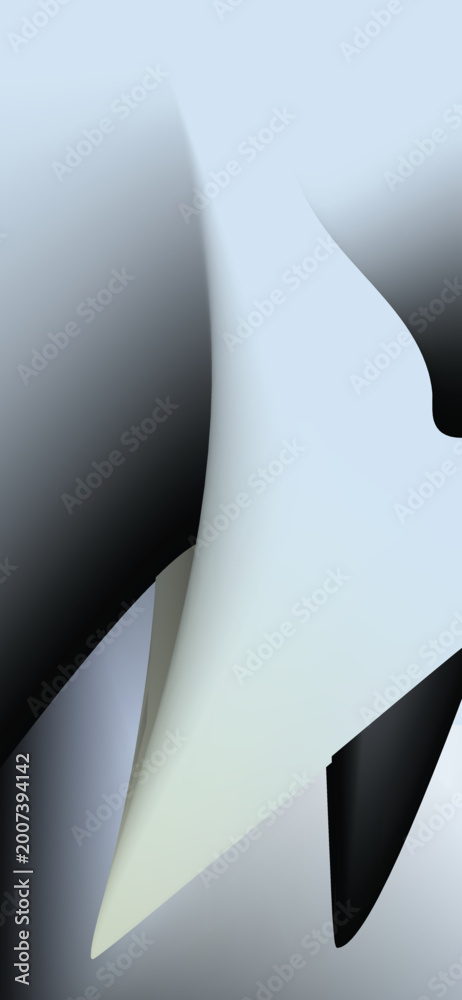 Fototapeta premium Abstract flowing light blue and gray gradient curves with soft shadows