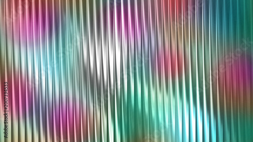 Holographic iridescent gradient glass texture with ripple distortion, futuristic abstract metallic waves, vibrant neon fluid background, glossy prism light effect, modern digital art design.