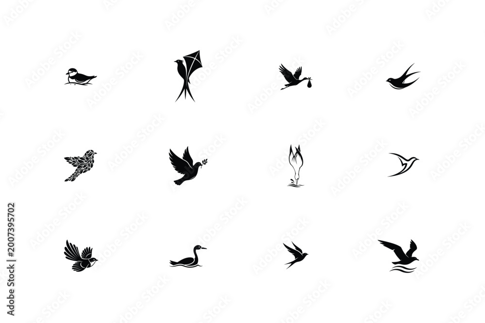 Fototapeta premium Minimalist Bird Silhouette Logo Collection