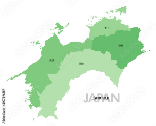 [日本地図] 四国の県名入り位置地図
