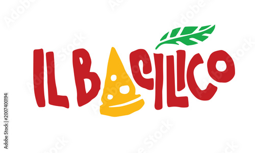 Pizza elegant hand written vector lettering isolated on white background