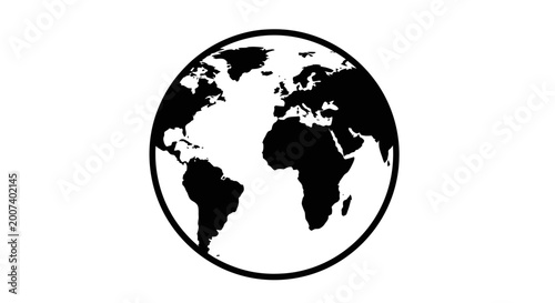 Foto Black and white earth globe icon.