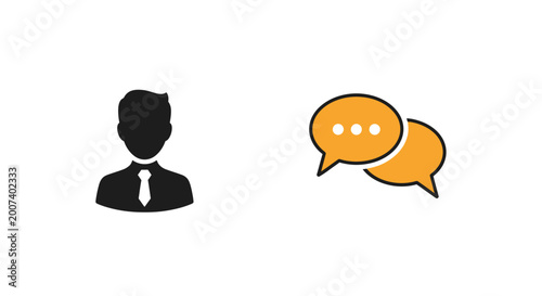 Bild auf Leinwand Businessman talking in speech bubbles.