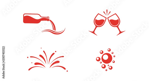 Red wine bottle and glasses celebration.