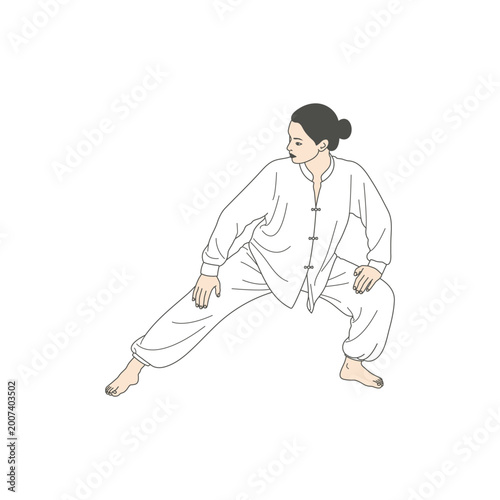 Baduanjin qigong pose Sway the Head and Shake the Tail