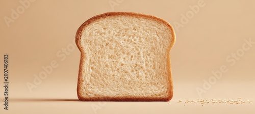 Isolated single bread slice seamless sand colored gradient background centered negative space