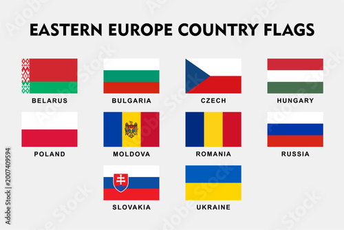 Free Download Eastern Europe, Country Flags Collection Vector Set Isolated on white Background, Official National Symbols of Eastern Europe Nations - GFXLoad