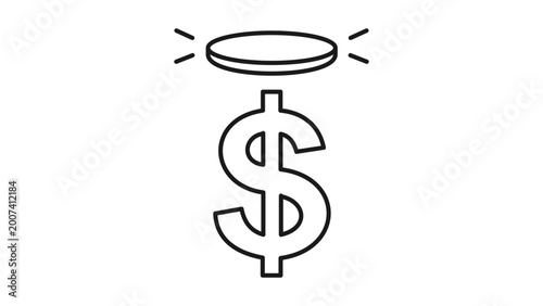 Minimalist black line vector icon of an angel investor featuring a person with a halo, including an editable stroke for customization, perfect for business finance and startup funding illustration.