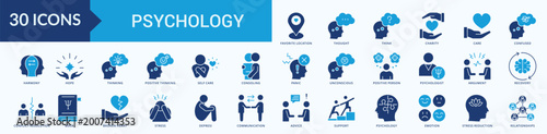 Foto Psychology Icon Pack Illustration Vector Glyph Blue Style