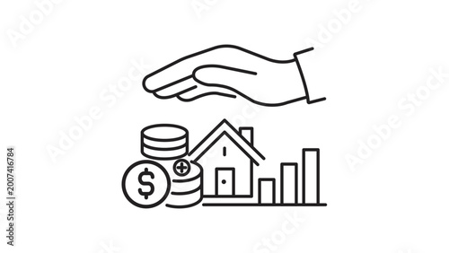 Obraz na płótnie Professional asset management shield vector icon with an editable stroke, representing digital security and protection, minimalist black line illustration for business and finance security systems