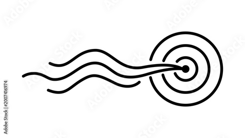 A professional minimalist black line vector icon of a wavy data stream with an editable stroke, perfect for depicting information flow, neural networks, audio waves, and technology connections.
