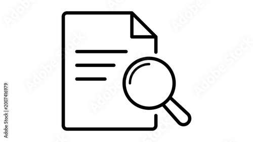 Document preview vector icon illustration featuring an editable stroke, minimalist paper sheet with content outline for office management and digital file organization on white background.
