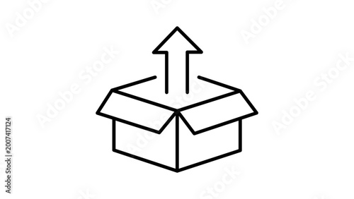 Up arrow upload vector icon with editable stroke, minimalist hand-drawn illustration on white background for cloud storage and file transfer applications, customizable thin line weight design.
