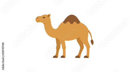 Fotografía Sophisticated flat vector icon of a camel featuring simple bold shapes on a white background, perfect for minimalist web design, educational materials, and desert-themed branding illustrations