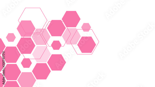 Tableau sur toile Pink Hexagon Abstract Background with Transparent Geometric Honeycomb Pattern Mo