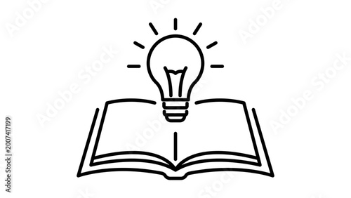 Knowledge base represented by an open book as a minimalist black line vector icon with editable stroke, perfect for education and learning resource illustration on a clean white background.