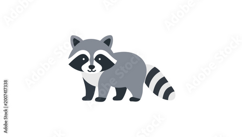 Tableau sur toile Bold raccoon vector illustration with modern flat design on white background, simple minimalist animal icon for wildlife branding and nature apps, clean geometric raccoon mascot character art