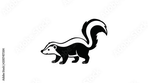 Tableau sur toile Minimalist black line vector icon of a skunk on a white background, featuring clean line art and simple shapes for wildlife branding, educational materials, and modern animal-themed illustrations