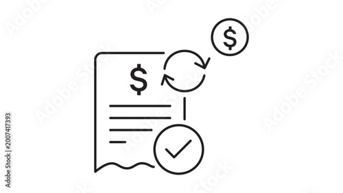 Tableau sur toile Subscription management minimalist black line vector icon with editable stroke on white background, representing recurring payment cycles, automated billing systems, and service renewals