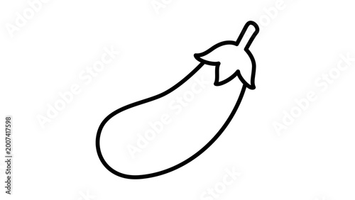 Fotografie Minimalist black line vector icon of a fresh eggplant with an editable stroke