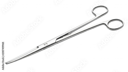 Stainless steel surgical hemostat forceps with a locking mechanism, isolated on a solid black background, for medical equipment display