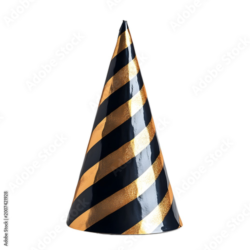 Front view of a party hat for New Year's isolated on a white transparent background